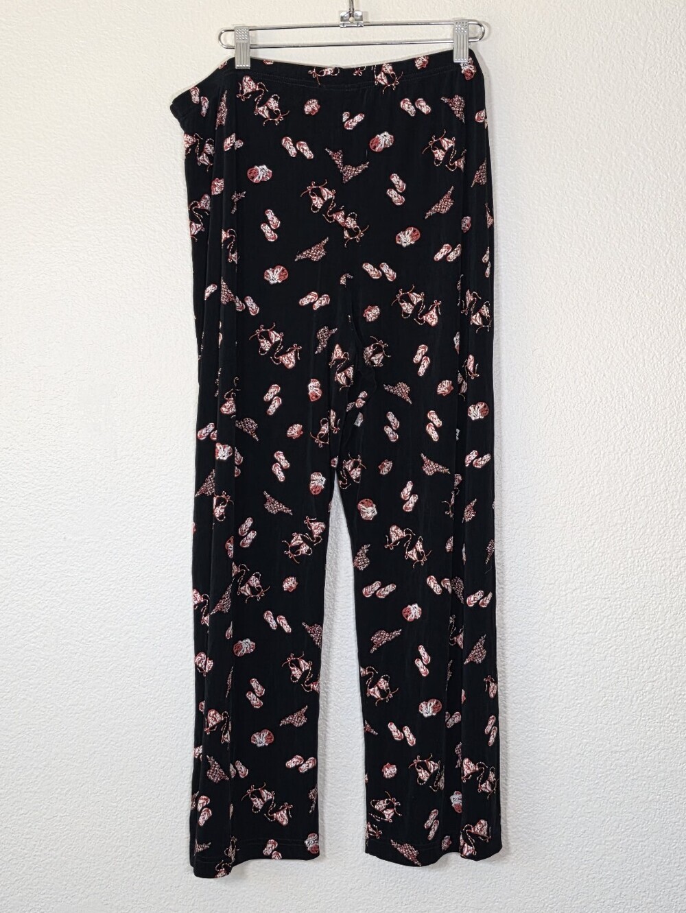 Coldwater Creek Beach Print Black Wide Leg Pants L - Picture 3 of 5
